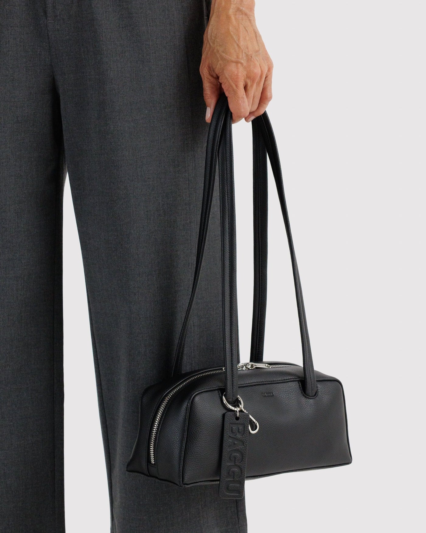 Small Recycled Leather Bowler Bag O2