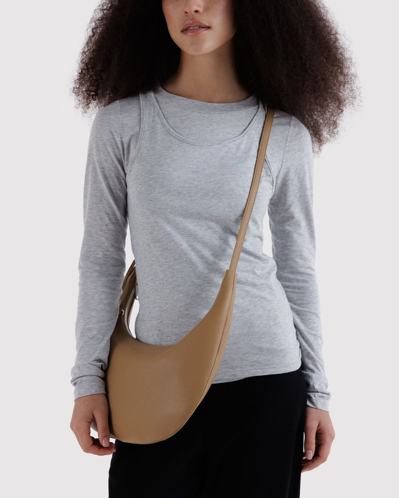 Medium Recycled Leather Flat Crescent I7