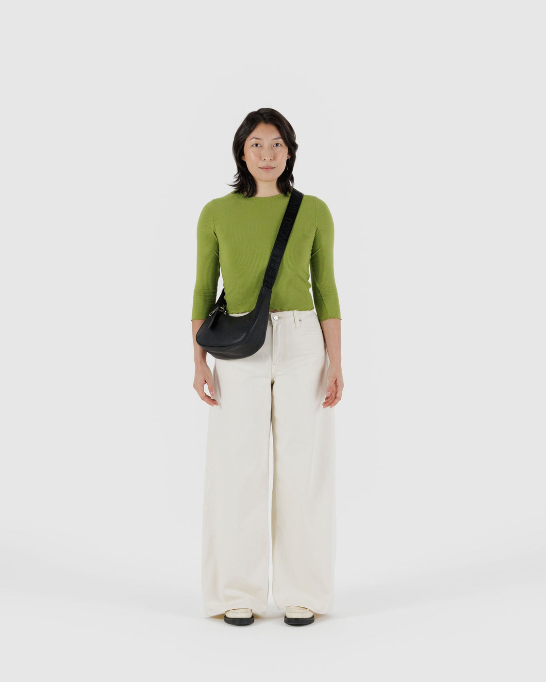 Small Recycled Leather Crescent Bag E1