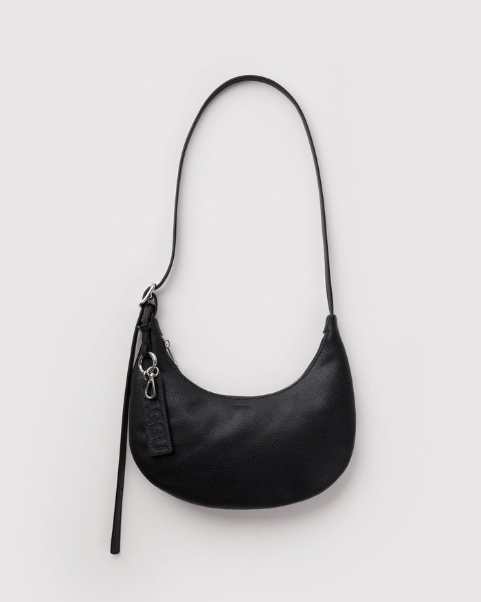 Small Recycled Leather Flat Crescent E5 - Black / OS