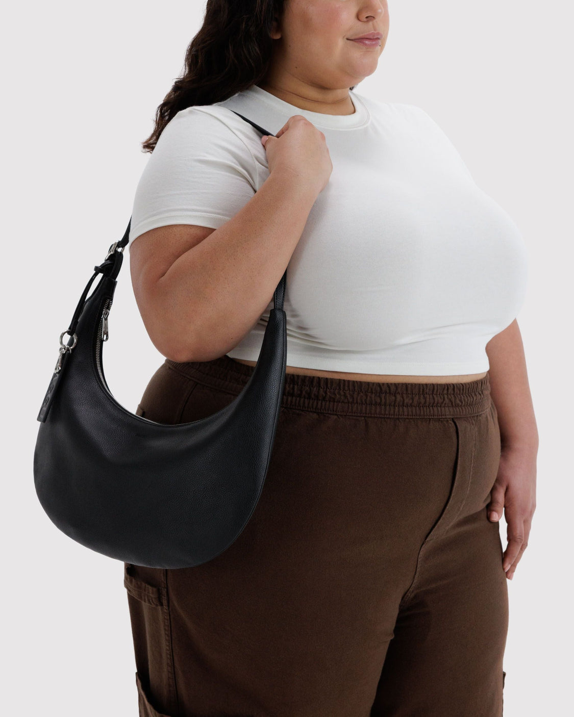Medium Recycled Leather Flat Crescent I7