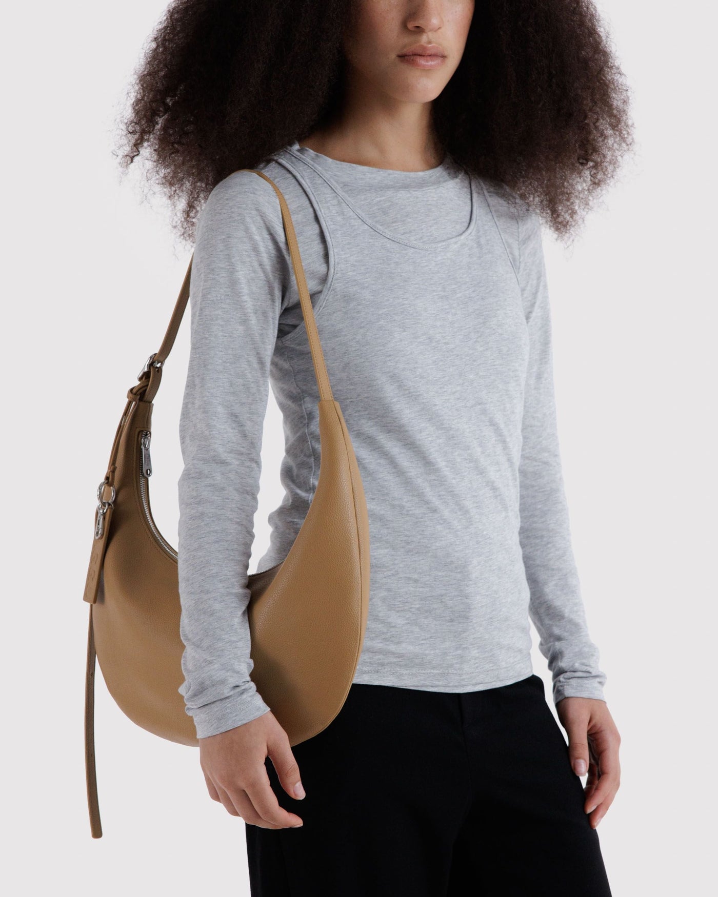 Medium Recycled Leather Flat Crescent I7
