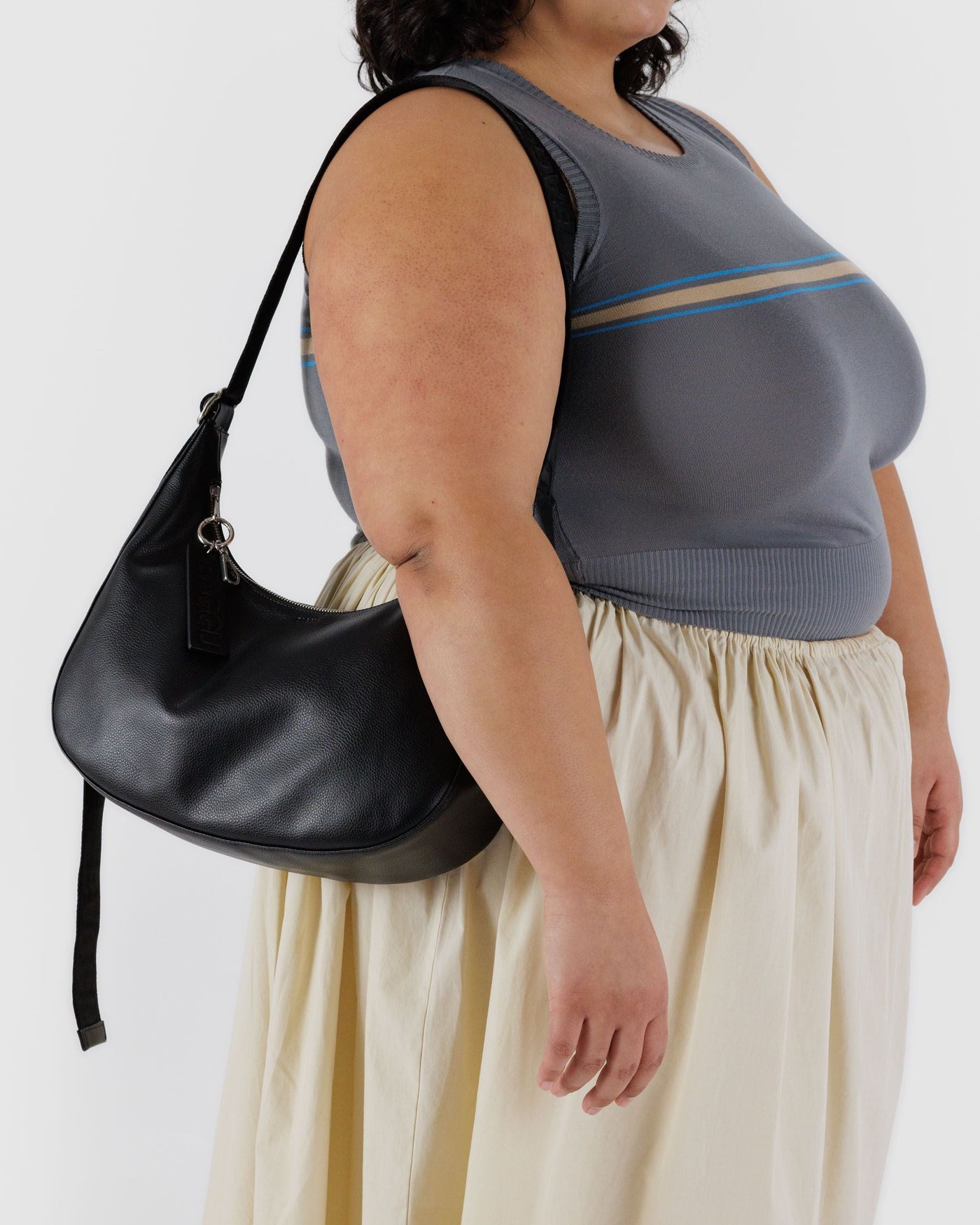 Medium Recycled Leather Crescent Bag U2