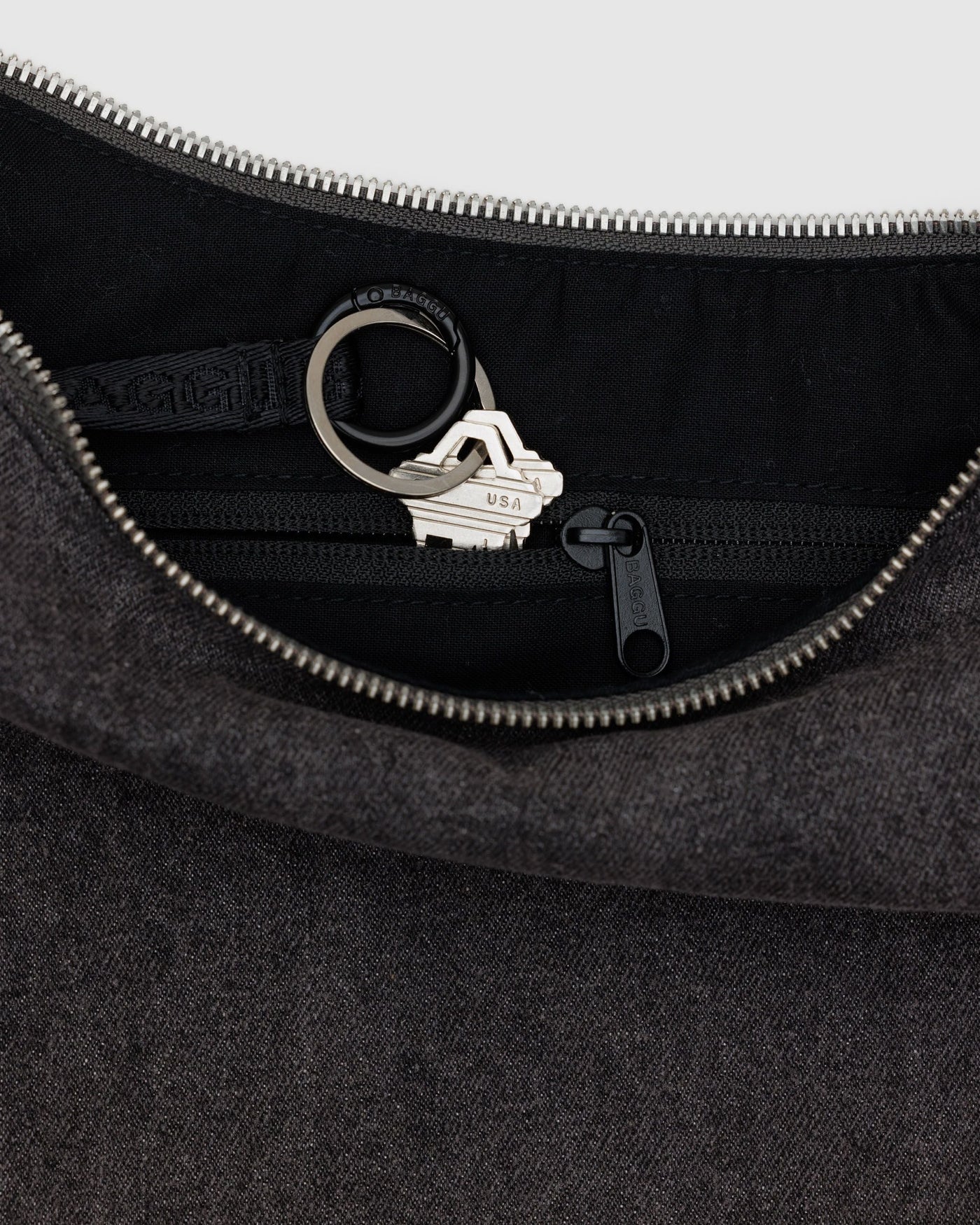 Medium Denim Crescent Bag B1
