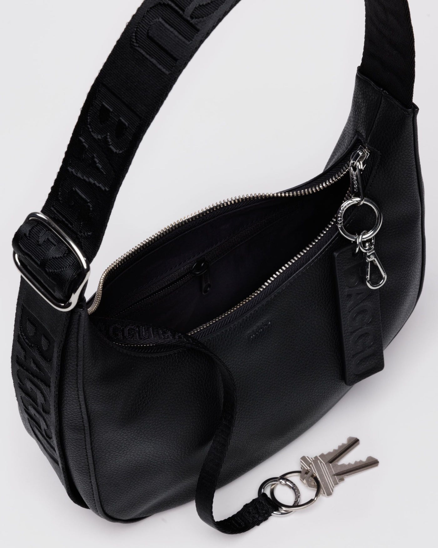 Small Recycled Leather Crescent Bag E1