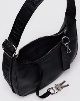 Small Recycled Leather Crescent Bag E1